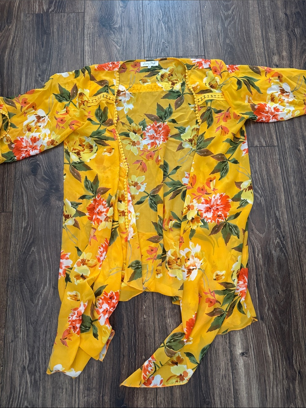 emory park Yellow Floral Kimono Cardigan